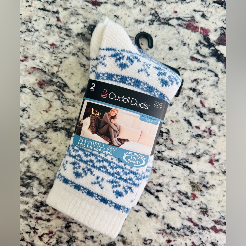 2 PACK - Cuddl Duds Blue and White Socks
